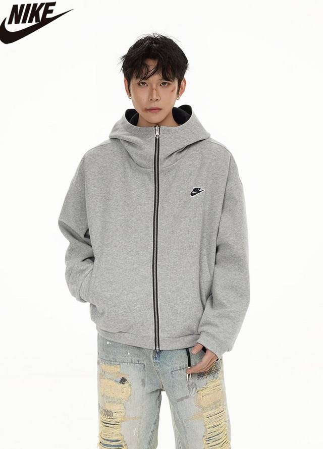 Nike Autumn New Arrival, Unisex Hooded Loose-fitting Trendy Cardigan Sports Casu