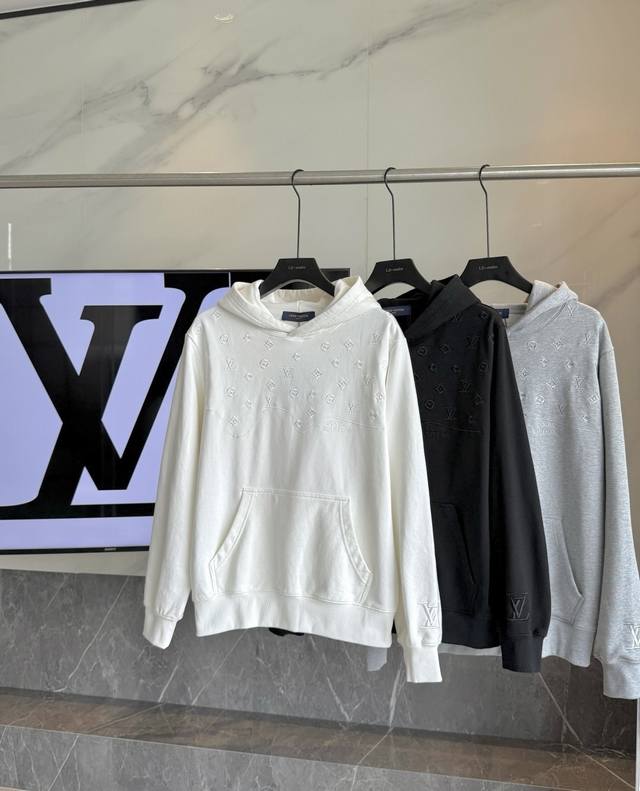 Louis Vuitton embossed embroidered hoodie Colors: Black, White, Grey Sizes: S, M