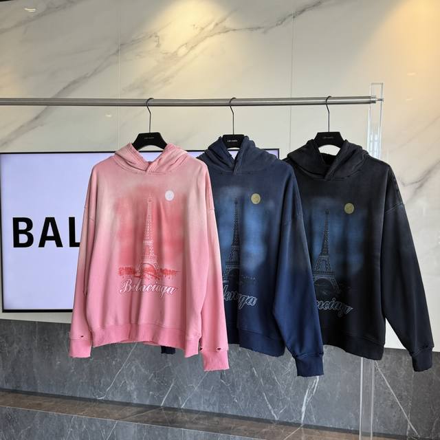 Balenciaga's latest Paris Eiffel Tower inkjet graffiti hand-painted gradient col