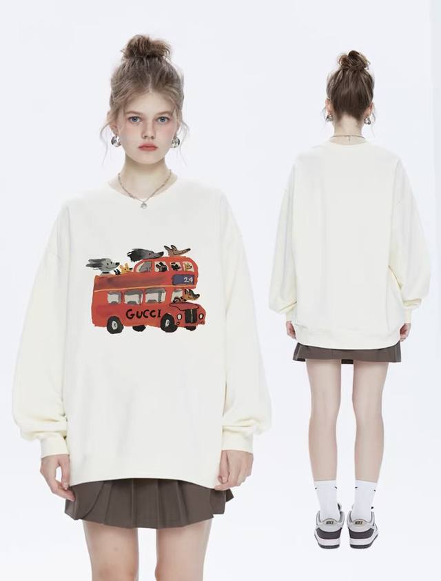 New Arrival: Silver Fox Velvet Gucci Bus Series Basic Couple Crew Neck Sweatshir