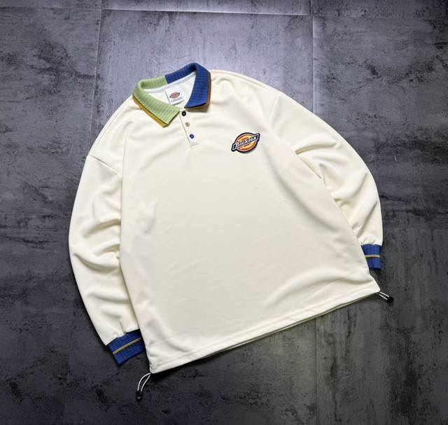 New Arrival: Dickies Colorful Collar Series Basic Couple Crew Neck Sweatshirt. M