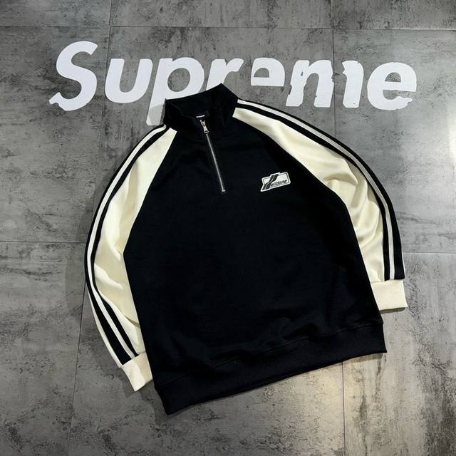 New Arrival! We11Done New Classic Raglan Sleeve Series Color Block Couple Sweats