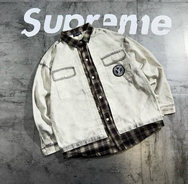 Lv Color-blocked 2025 Autumn New Retro Denim Jacket Fabric is made of denim with