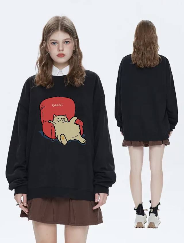 New Arrival: Silver Fox Velvet Gucci Sofa Cat Series Basic Couple Crew Neck Swea