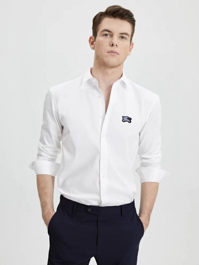 Burberry Men's Latest Long-Sleeve Shirt! One of a kind. Stretch poplin cotton lo