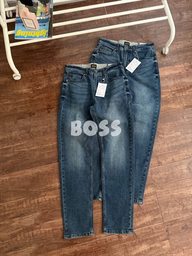 Boss Men's 2025 Autumn Collection Blue Comfortable Stretch Slim Fit Jeans (Ddd)