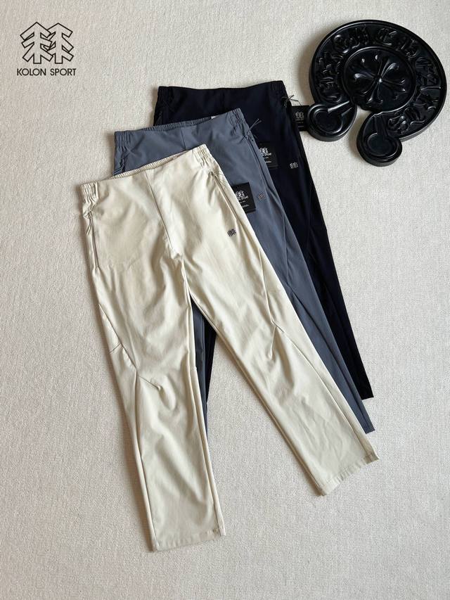 Kolon Sport Men's Elastic Waist Long Pants Summer Stretch Knit Outdoor Sports Ca