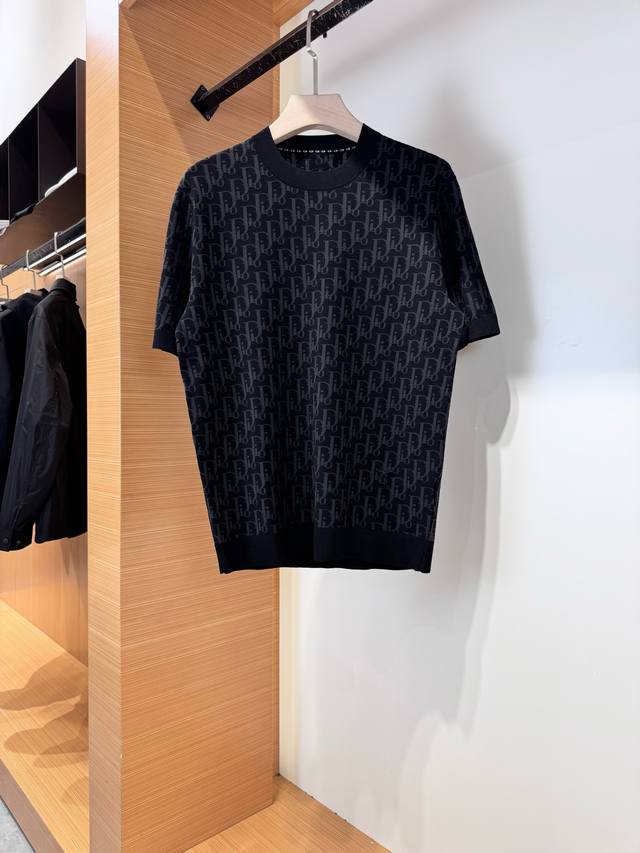 Dior 2025 Fall New Men's Crew Neck Knit Short Sleeve T-Shirt. Made to top-tier r