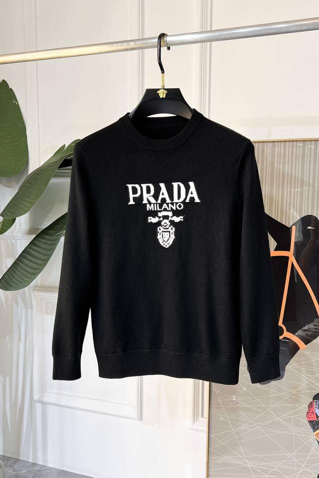 Prada 2025Ss Jacquard Sweater, the latest autumn/winter style! High-quality Ital