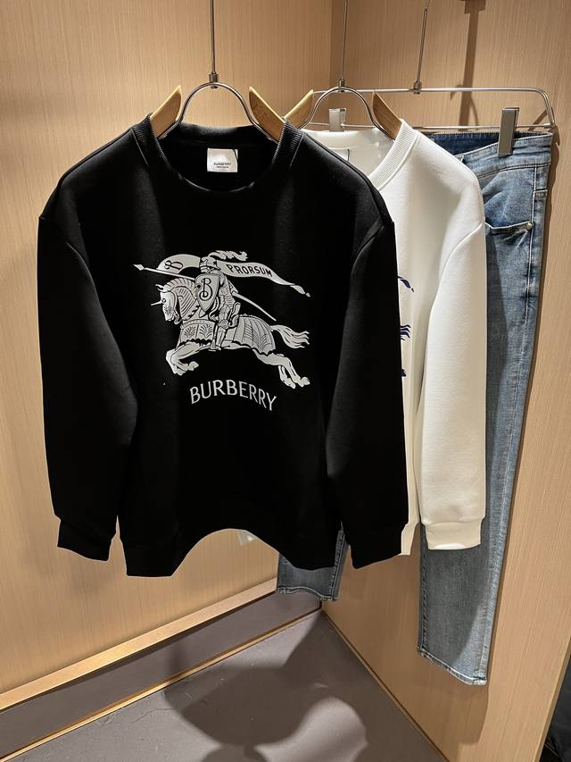 Burber*Y 2025 Autumn/Winter New Unisex Basic Casual Versatile Cotton Crew Neck S