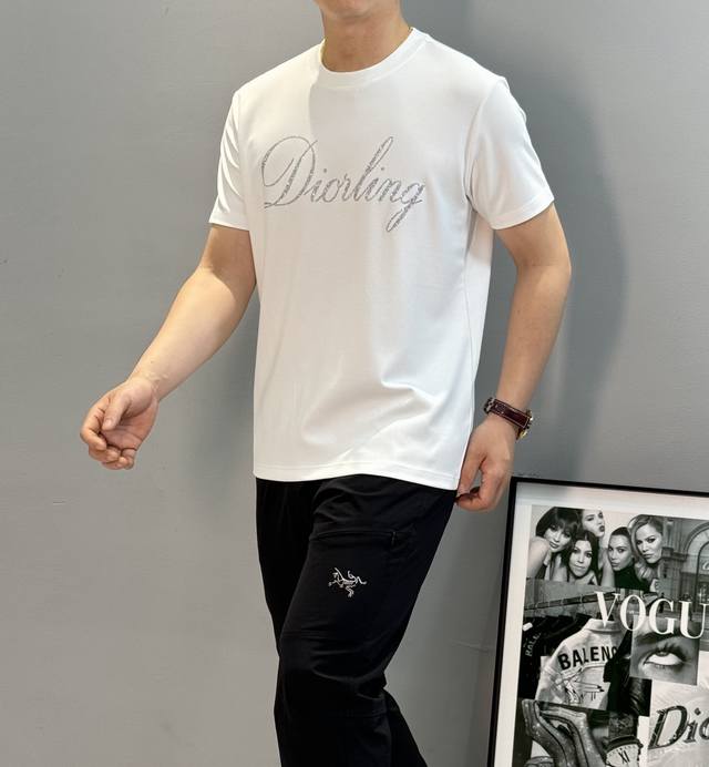 Dior 25S New Modal T-Shirt. Signature design. Classic 3D heat-transfer lettering