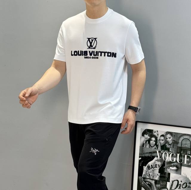 Louis Vuitton * 25S New Modal Short-Sleeve T-Shirt. Heavy-duty 3D letter heat tr