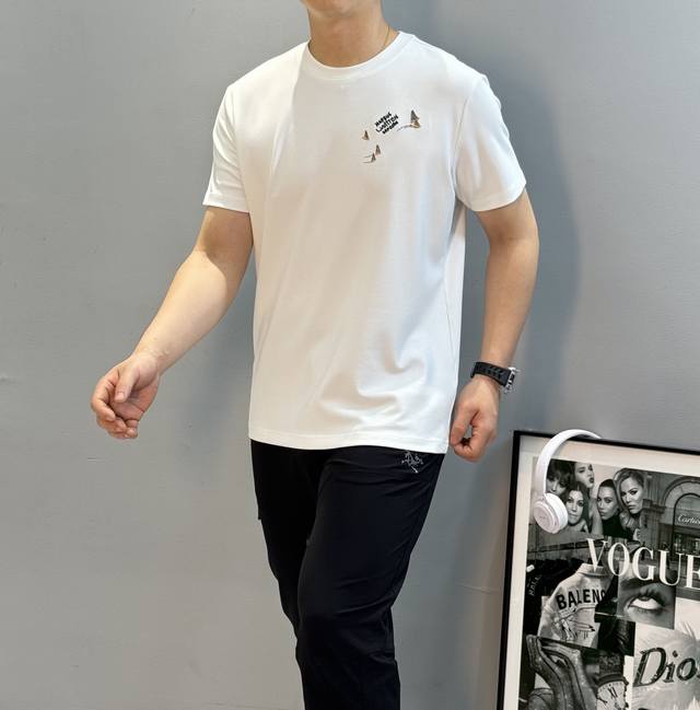 Louis Vuitton * 25S New Modal T-Shirt. 3D embroidery. 3D brand lettering design.