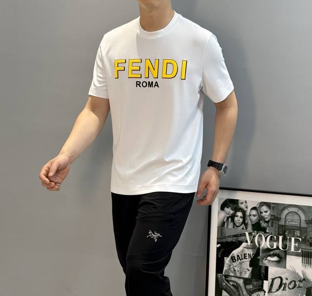 Fend* New 25S Modal T-shirt. Classic basic style!! Classic yellow letter heat tr