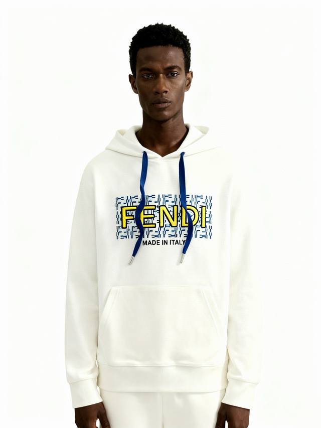 Fendi 25S Autumn/Winter New Hooded Sweatshirt. Unisex! New Arrival. Made of 380g