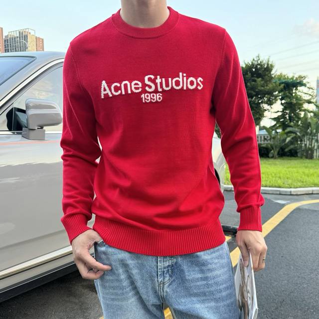 Acne*Studios Original Wool Sweater. 25S New Arrival! Unisex! Basic letter jacqua