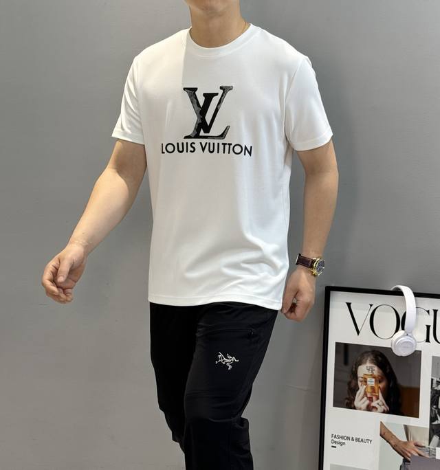 Louis Vuitton * 25S New Modal Short-Sleeve T-Shirt. Heavy-duty 3D letter heat tr