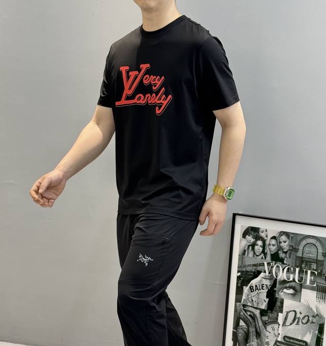 Louis Vuitton * 2025 New Mercerized Cotton Short-Sleeve T-Shirt, Summer Color Sc