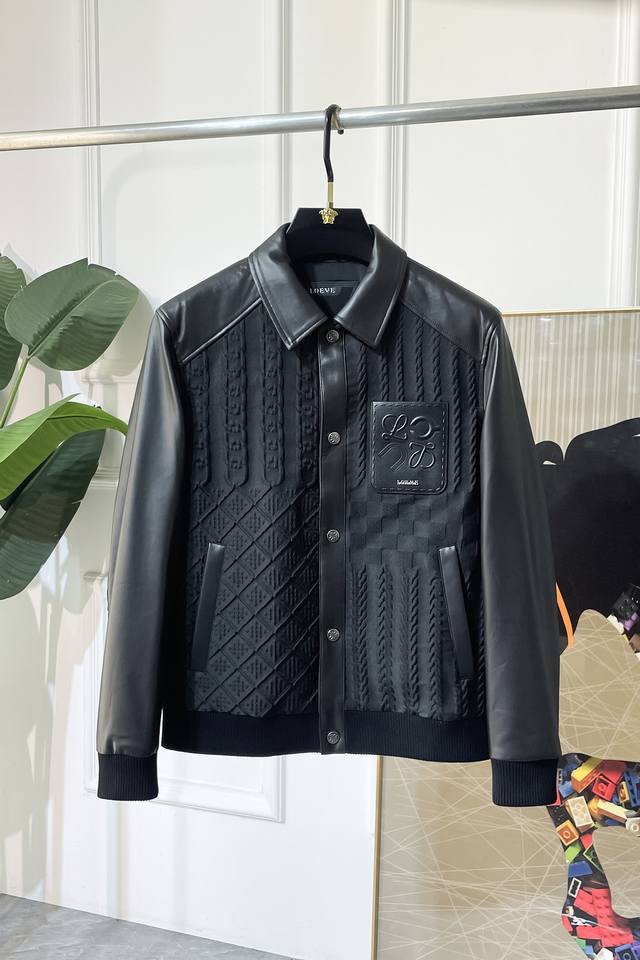 Loewe - 2025 Autumn/Winter Hot Selling Premium Patchwork Leather Jacket, made wi
