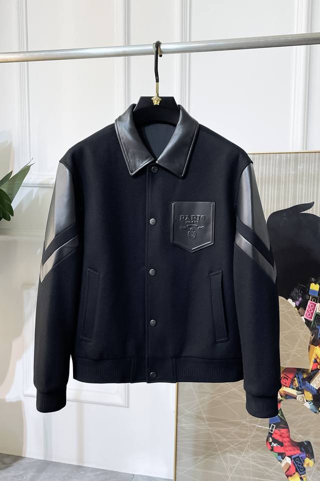 Prada - 2025 Autumn/Winter Hot Selling Premium Patchwork Leather Jacket, made wi