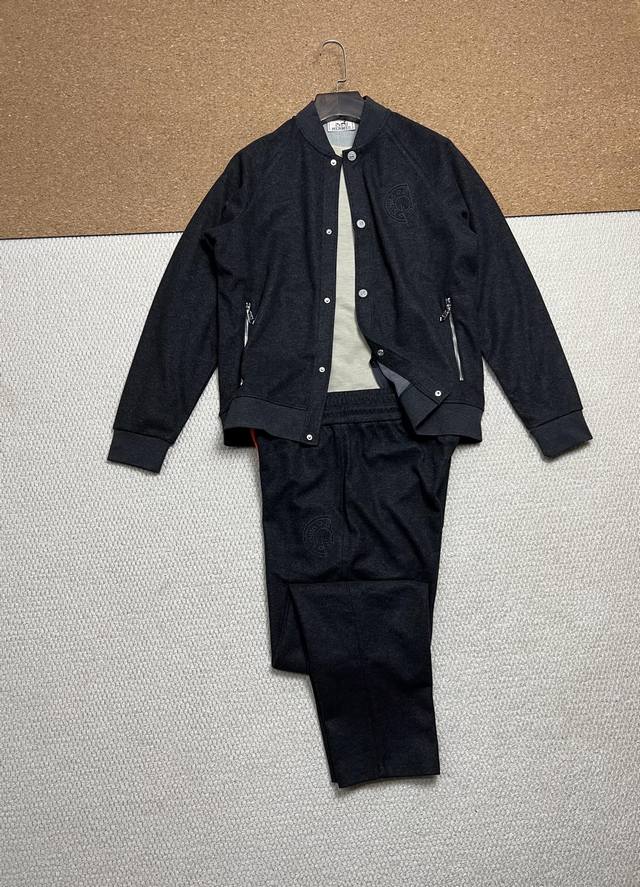 Sg New Arrival Hermes Men's Fashion Baseball Collar Wool Jacket, Imported from a