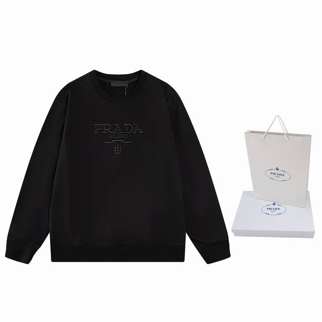 Top-tier version. Official website quality. Prada logo 3D embroidered crew neck