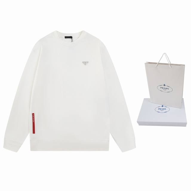 Top-tier version. Official website quality. Prada Ss classic triangle logo crew