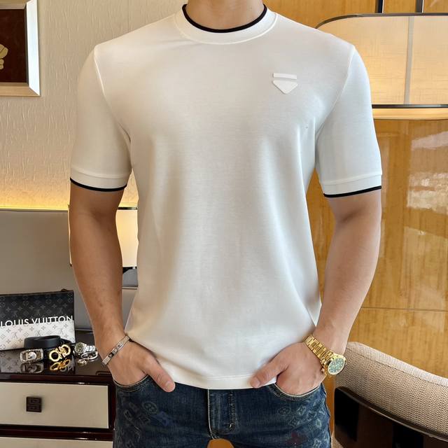Prada Ss Early Autumn New Arrival Men's Fashion Short-Sleeve Base Layer T-Shirt