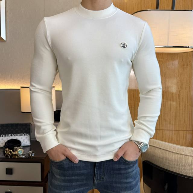 Genia's early autumn new men's long-sleeved cashmere base layer shirt. Made with
