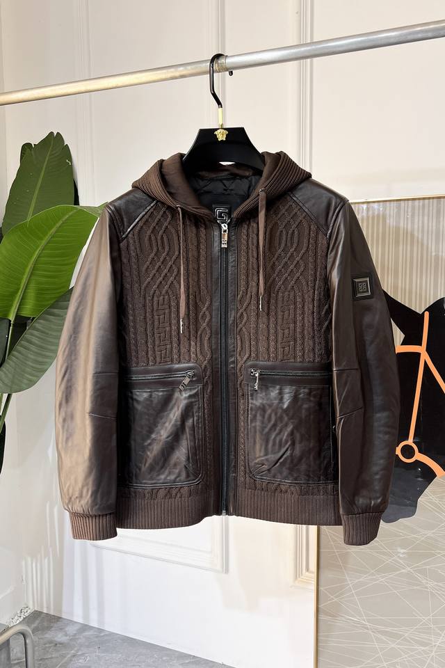 Givenchy Autumn Collection Hot Selling Genuine Leather and Wool Patchwork Jacket