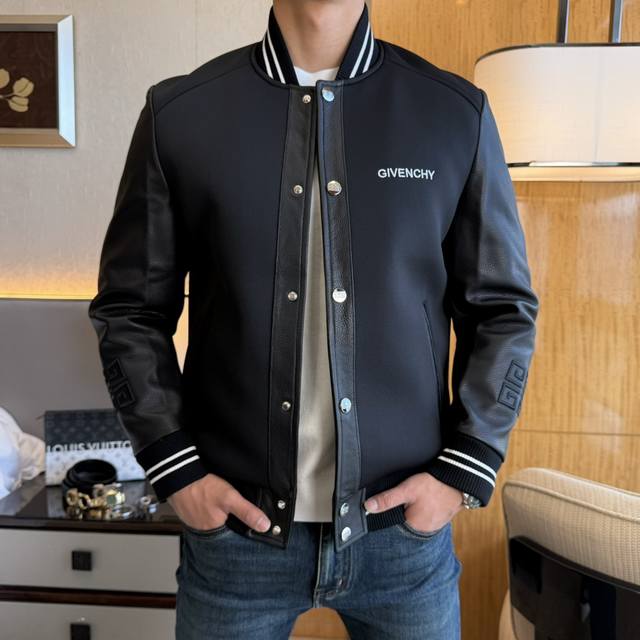 Givenchy Autumn Collection Hot Selling Genuine Leather Patchwork Jacket, made wi