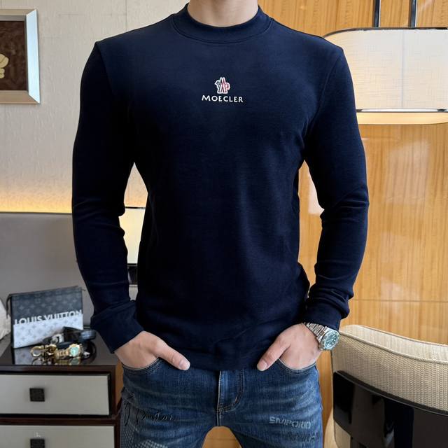 Moncler Blue! A hot-selling cashmere long-sleeved T-shirt for autumn, made with