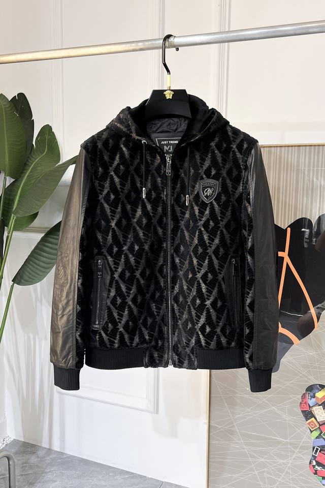 Dg Ss Autumn Hot Selling Genuine Leather Patchwork Jacket, made with custom high