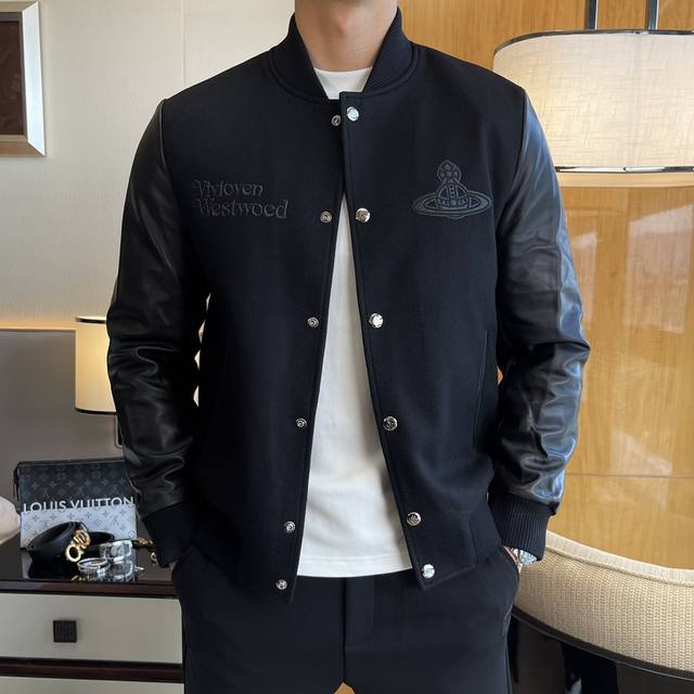 Queen Victoria SS Autumn Hot Selling Genuine Leather Patchwork Jacket, made of c