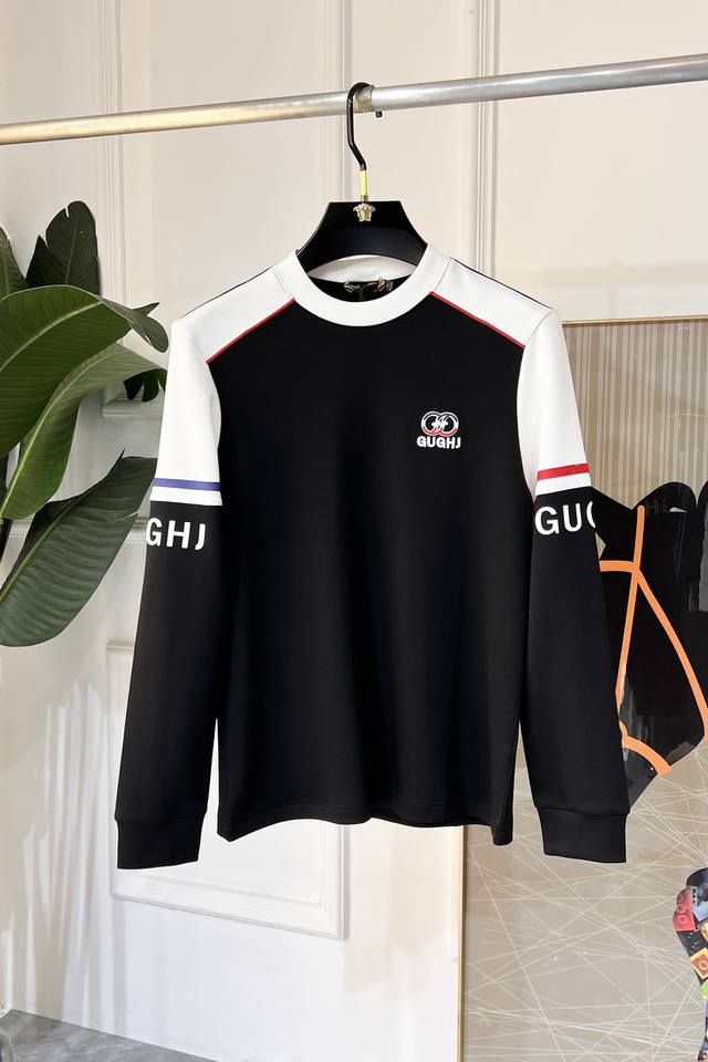 Gucci early autumn new men's long-sleeved sweatshirt/T-shirt, made with custom h