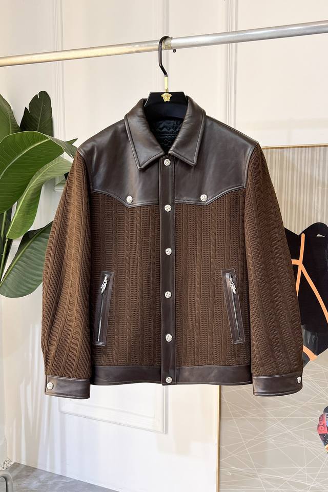 Chrome Core Ss Autumn Hot Selling Genuine Leather and Wool Patchwork Jacket, mad