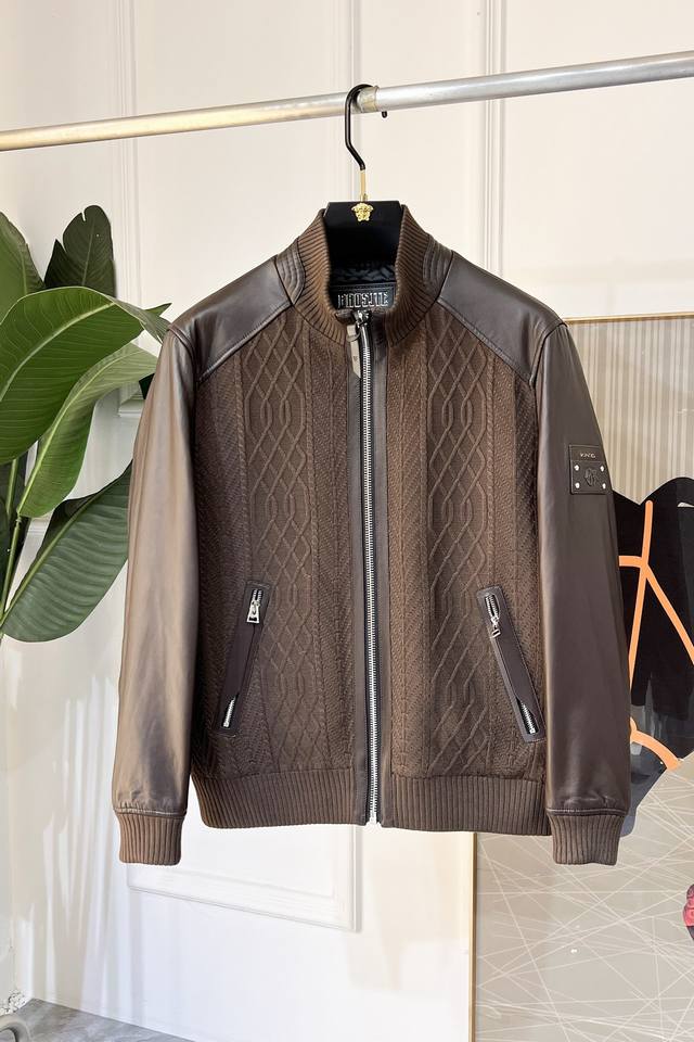 Dior Autumn Collection Hot Selling Genuine Leather and Wool Patchwork Jacket, ma