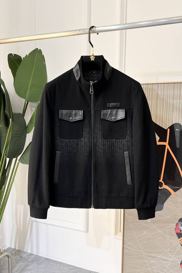 Givenchy Autumn Collection Hot Selling Genuine Leather and Wool Patchwork Jacket