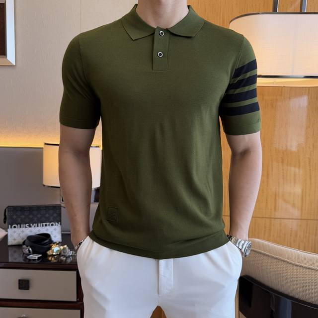 Tb 2025Ss Spring/Summer New Polo Collar Knitted Short-Sleeve Series. Made from p