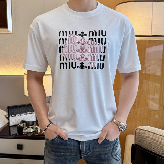 MiuMiu 2025Ss Year of the Snake Spring/Summer Premium Wide-Sleeve T-Shirt, Offic