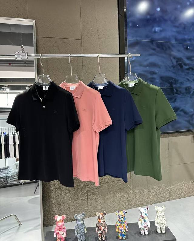 Burber*Y 2025 Spring/Summer New Men's Collared Short-Sleeve T-Shirt! High-end tr