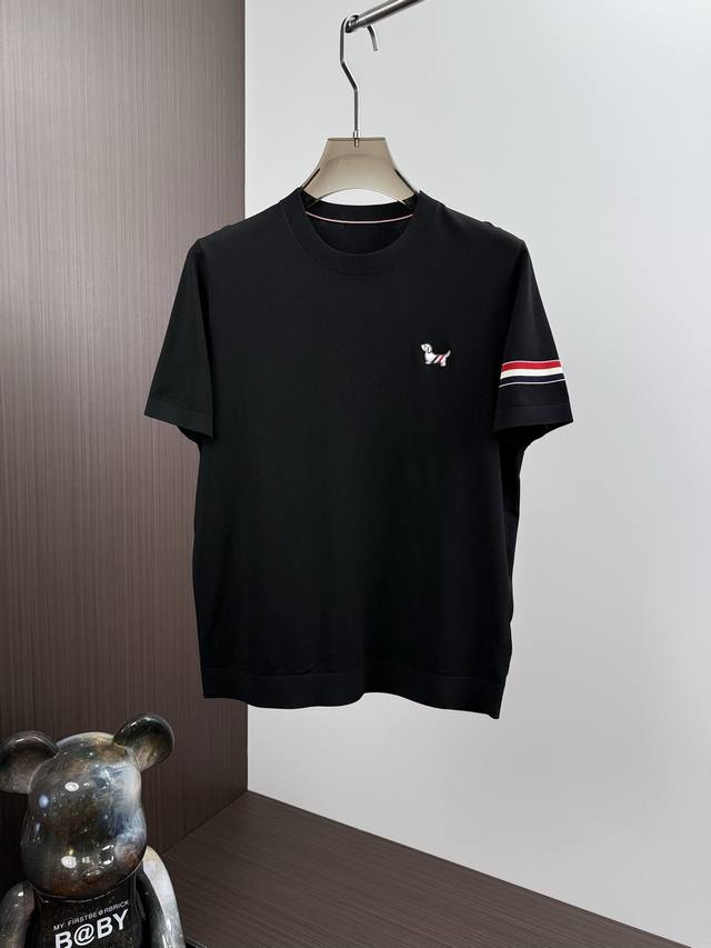 Thom Browne 2025 Spring/Summer New Men's Knit Crew Neck Short-Sleeve T-Shirt. Ho