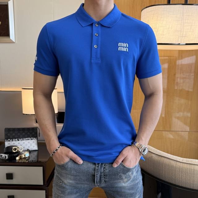 MiuMiu 2025Ss Spring/Summer New Polo Collar Short-Sleeve Collection. Made from p