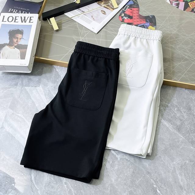 YSL-2025Ss official summer new high-end casual shorts, made with imported cotton
