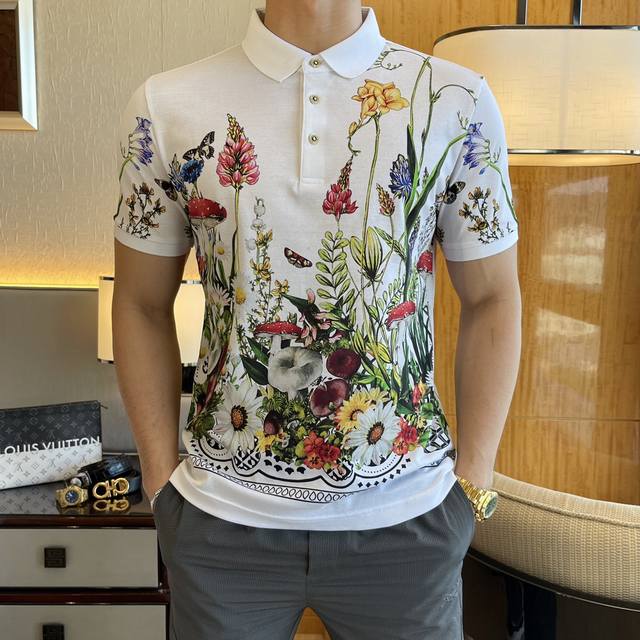 Dg Banner 2025 Spring/Summer New Polo Collar Printed Short-Sleeve Collection. Cu