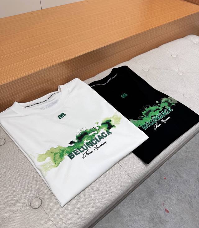 Balenciaga 2025 Summer New Arrival Men's Crew Neck Wide-Sleeve Short-Sleeve T-Sh