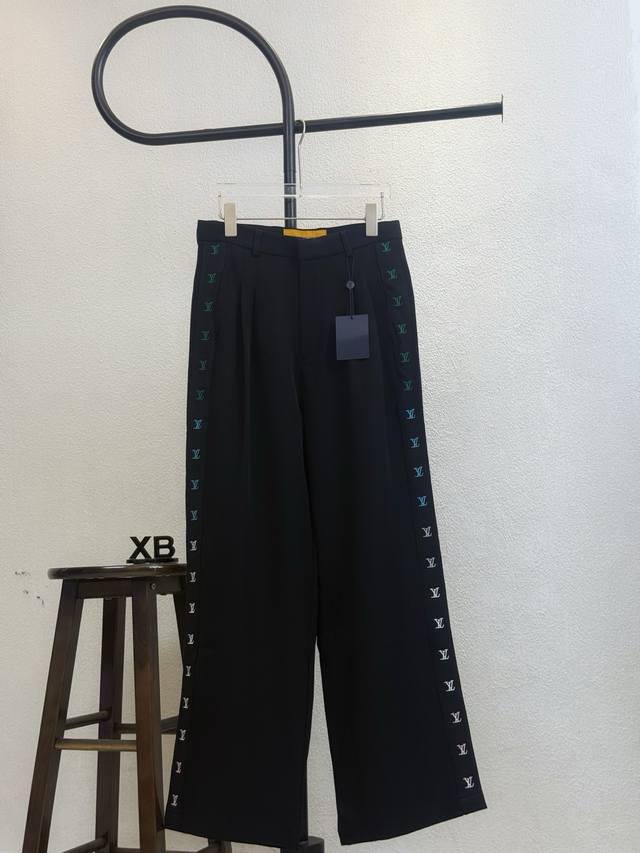 Style No. X223 Black Louis Vuitton straight-leg suit trousers with side webbing