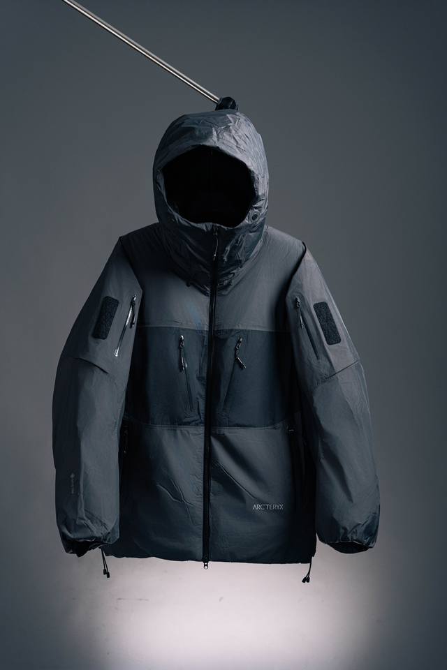Wu Jianhao's same style hooded down jacket Black/grey Exclusive online stock Arc