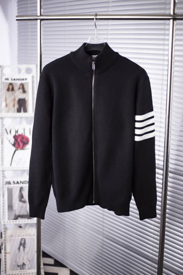 T102#Tb Cardigan Sweater. The signature white stripe element, combined with the