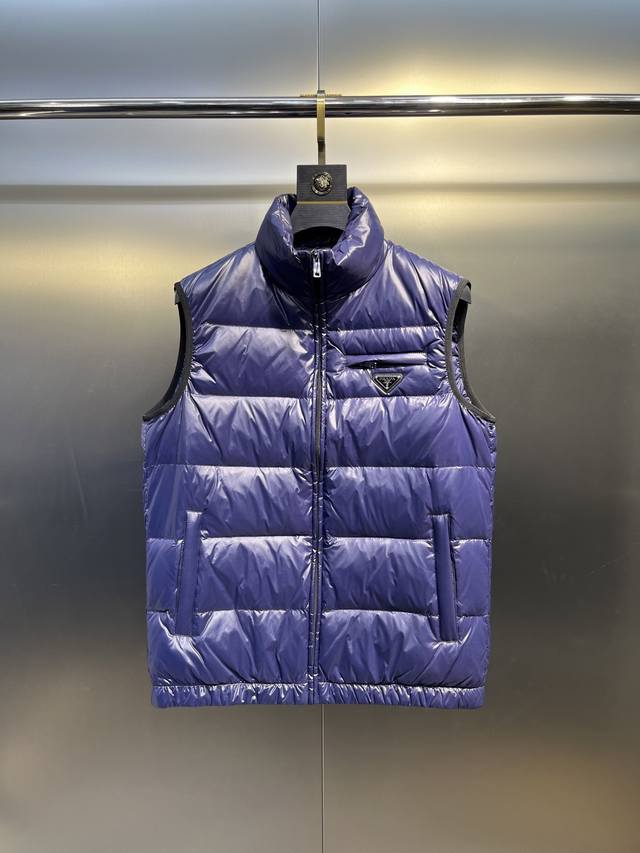 Prada Men's Casual Minimalist Triangle Logo Down Vest (Ddd). A premium item from